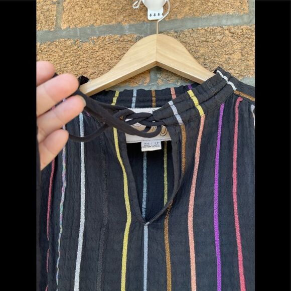 ACE & JIG METALLIC STRIPE TOP BLOUSE XS - Picture 2 of 10